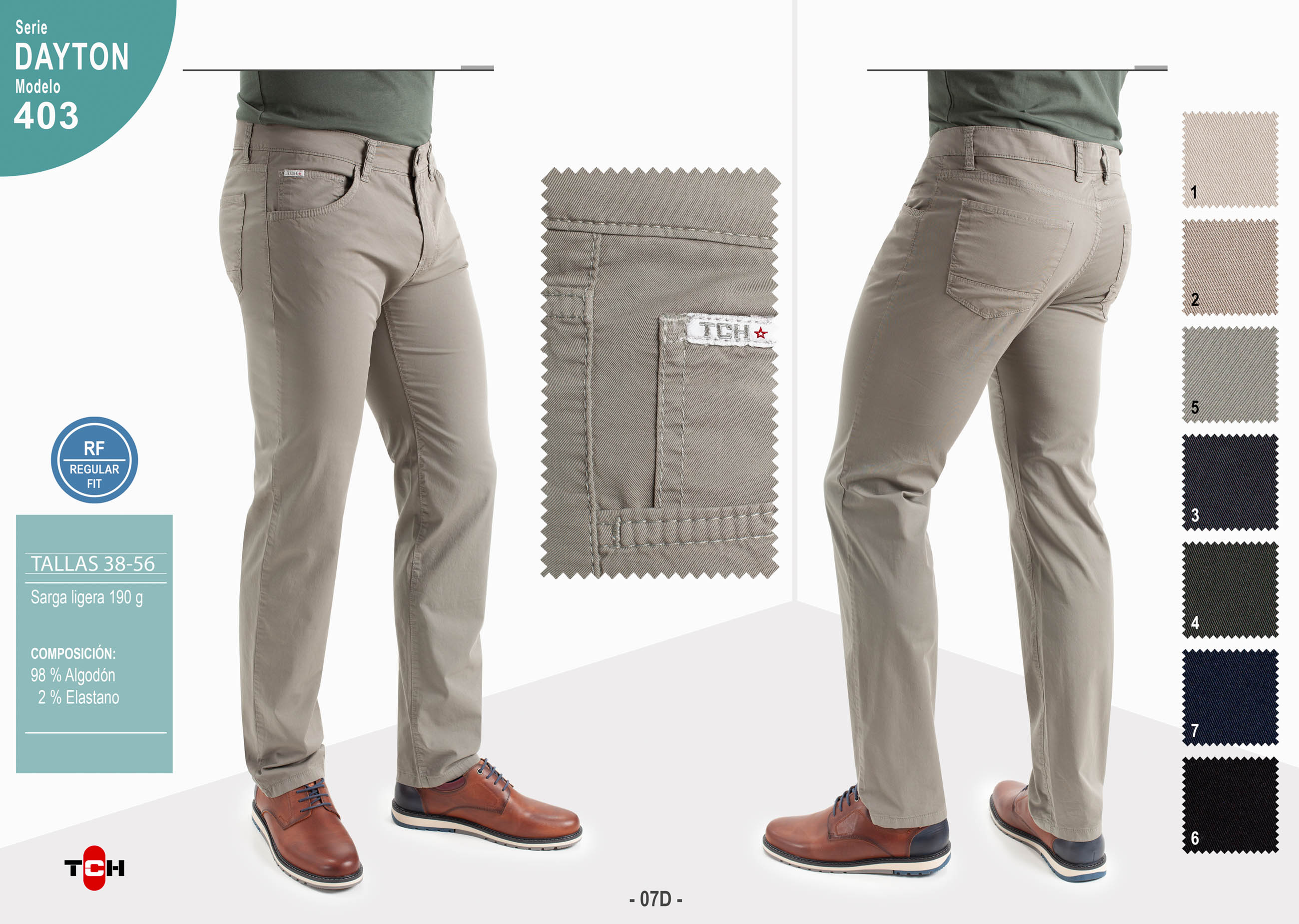 Comprar Pantalón sport TCH jeans 5 bolsillos de  Gabardina de colores de Algodón y lycra elastico. Fabricante de pantalones, almacenista