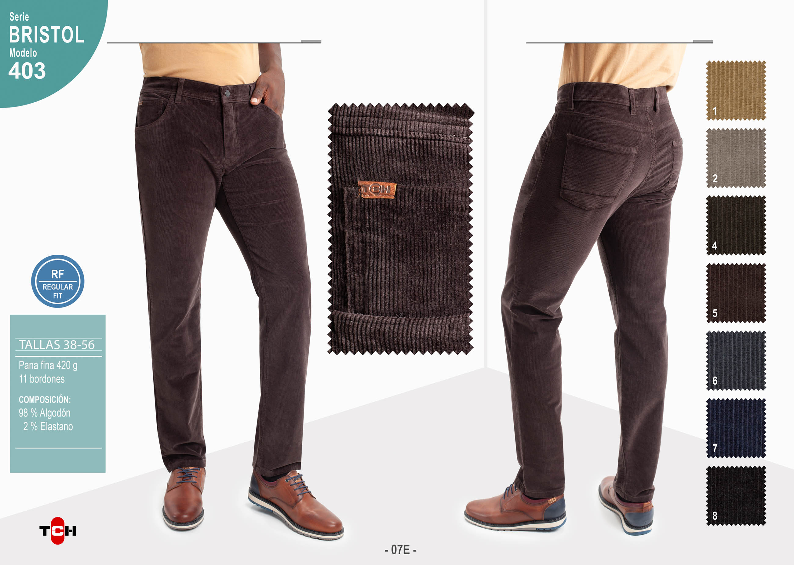 Comprar Pantalón TCH Jeans 5 Bolsillos fabricado en Pana fina elástica de colores en España