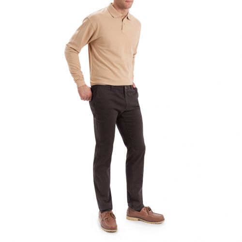 color marron chocolate - Pantalón TCH Sport tipo chino en colores en Algodón con lycra elástico REGULAR