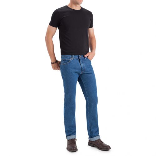 Color azul denim 14 onzas lavado piedra - Jeans TCH 5 Bolsillos clásico fabricado en tejido denim 100% Algodón, no elástico línea Regular