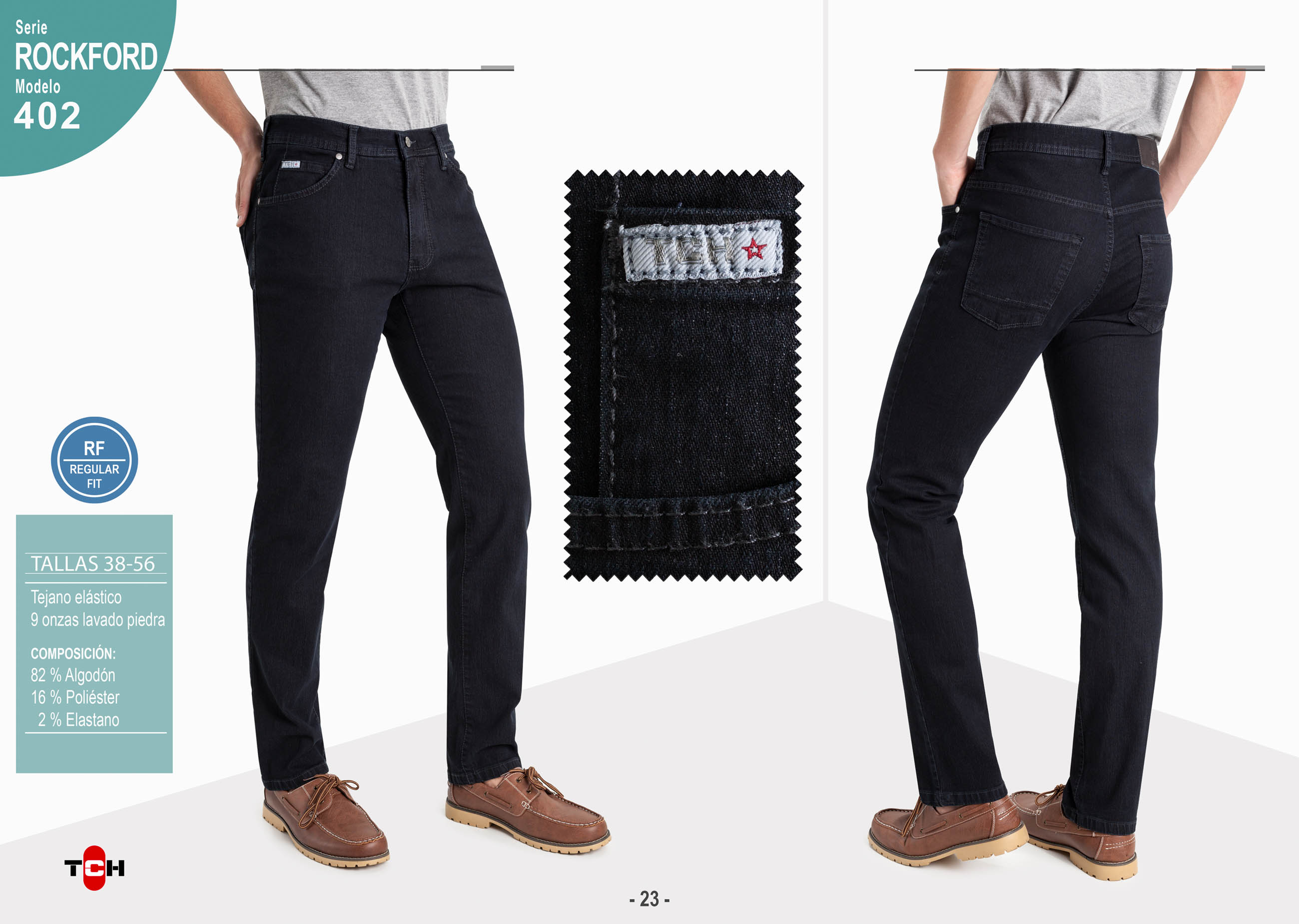 Pantalón vaquero para hombre Jeans 5 bolsillos de vaquero negro de algodón, poliester con lycra e hilo a contraste