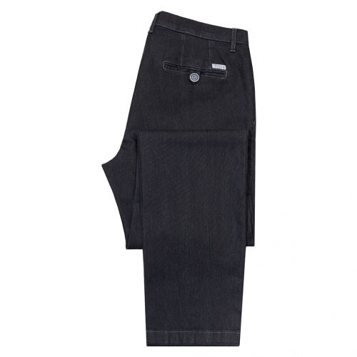 denim negro - Pantalón de Sport tipo chino elástico sin pinzas fabricado en tejido vaquero negro de Algodón y Poliester con lycra de línea Regular Fit