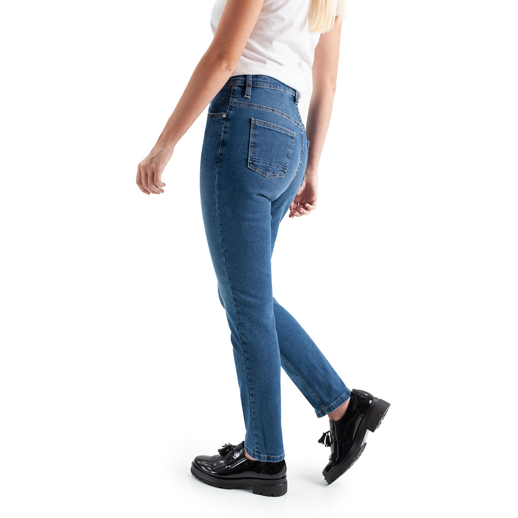 Pantalón vaquero TCH Jeans elástico ajustado de mujer fabricado en tejido denim de algodón con Lycra.