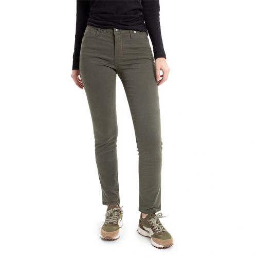 VERDE OSCURO - Pantalón 5 bolsillos de colores TCH Jeans elástico ajustado de mujer fabricado en tejido  de algodón con Lycra.