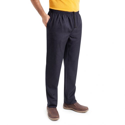 AZUL MARINO NAVY - Pantalón TCH con gomas en cintura tipo clásico en poliester. Pantalón para hombre cómodo de vestir, fabricado en tejido de poliéster, con 2 bolsillos delanteros. Disponible en 2 colores, muy cómodo para todos los meses del año. Línea Regular Fit.