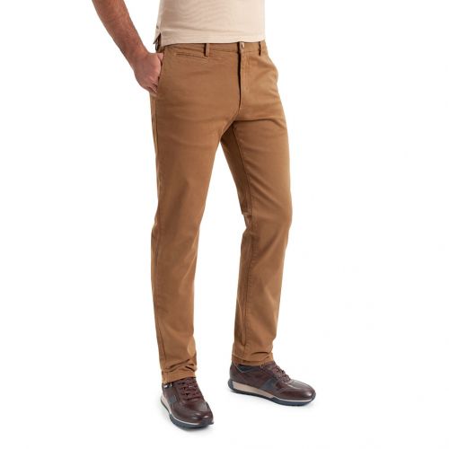 Color beig camel - Pantalón TCH Sport tipo chino en colores en Algodón con lycra elástico. Slim fit